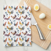 Kippen en Boerderij op de binnenplaats Waterverf l Theedoek (Quarter Fold)