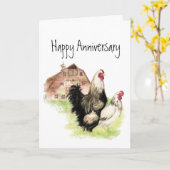 Kippen en Boerderijen scheurvlies Jubileum Kaart (Gele Bloem)