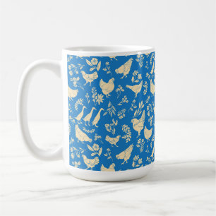 Kippen en eenden in Classic Blue Mok