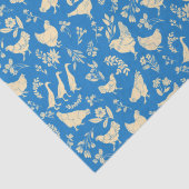 Kippen en eenden in klassiek blauw weefselpapier tissuepapier (Detail)