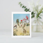kippen en gans briefkaart (Staand voorkant)