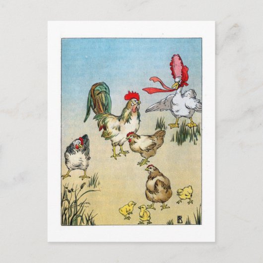 kippen en gans briefkaart (Voorkant)