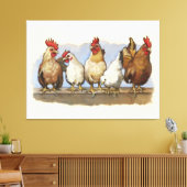 Kippen en hanen, Boerderij leven, Country Art Canvas Afdruk (Insitu (Woonkamer))