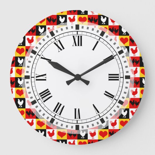 Kippen en harten Country boerderij keuken Grote Klok (Voorkant)
