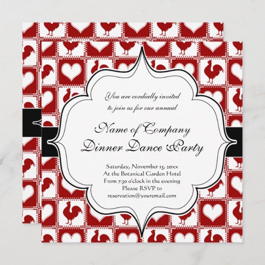 Kippen en harten Rooster Pattern Kaart (Voorkant / Achterkant)