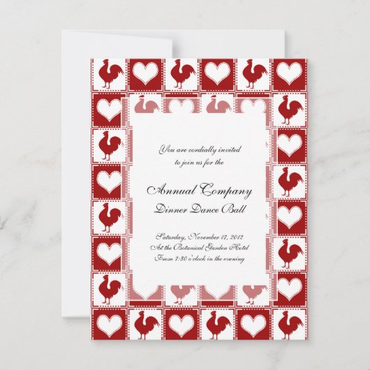 Kippen en harten Rooster Pattern Kaart (Voorkant)