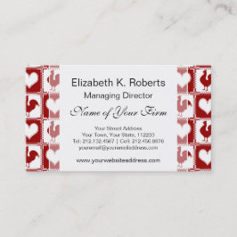 Kippen en harten Rooster Pattern Visitekaartje