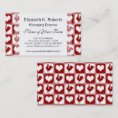 Kippen en harten Rooster Pattern Visitekaartje (Voorkant / Achterkant)