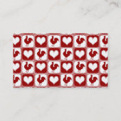 Kippen en harten Rooster Pattern Visitekaartje (Achterkant)