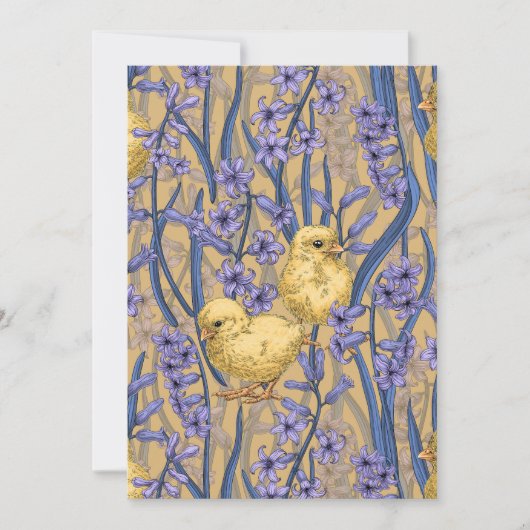 Kippen en hyacinten op geel (Voorkant)