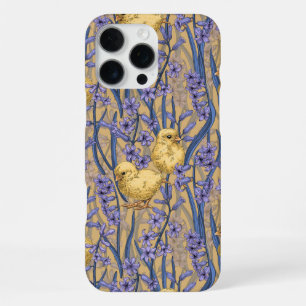Kippen en hyacinten op geel iPhone 16 pro max hoesje