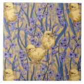 Kippen en hyacinten op geel tegeltje (Voorkant)