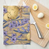 Kippen en hyacinten op geel theedoek (Quarter Fold)