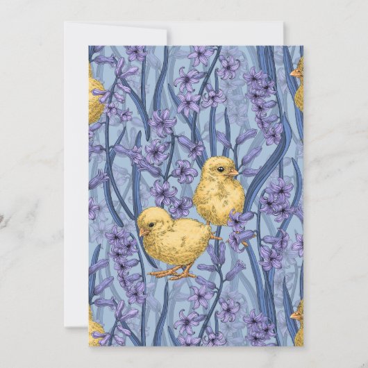 Kippen en hyacinten op hemelsblauw (Voorkant)