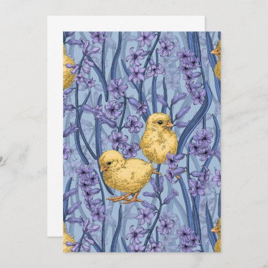 Kippen en hyacinten op hemelsblauw (Voorkant / Achterkant)