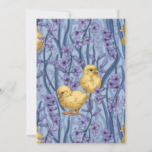 Kippen en hyacinten op hemelsblauw