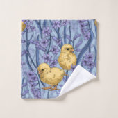 Kippen en hyacinten op hemelsblauw bad handdoek (Wasdoekje)
