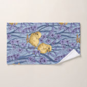 Kippen en hyacinten op hemelsblauw bad handdoek (Handdoek)