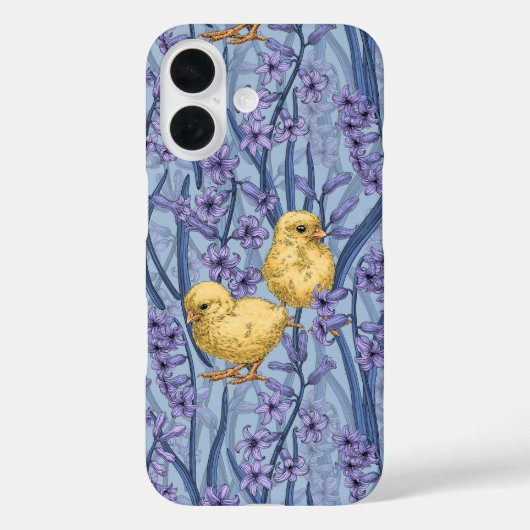 Kippen en hyacinten op hemelsblauw Case-Mate iPhone case (Achterkant)