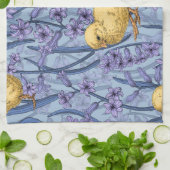 Kippen en hyacinten op hemelsblauw theedoek (Gevouwen)