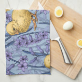 Kippen en hyacinten op hemelsblauw theedoek (Quarter Fold)