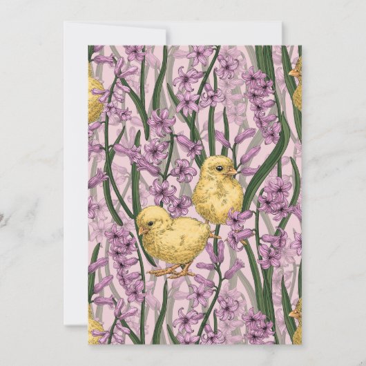 Kippen en hyacinten op roze (Voorkant)