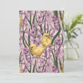 Kippen en hyacinten op roze (Staand voorkant)