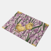 Kippen en hyacinten op roze deurmat (Schuin)