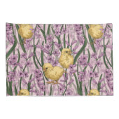 Kippen en hyacinten op roze kussensloop (Achterkant-Rechts)