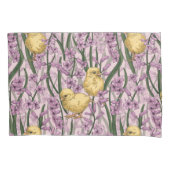 Kippen en hyacinten op roze kussensloop (Voorkant-Links)