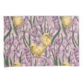 Kippen en hyacinten op roze kussensloop (Voorkant-Rechts)