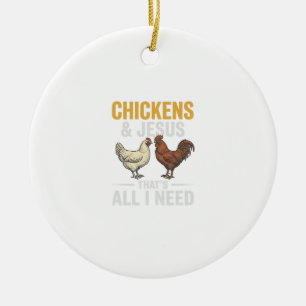 Kippen En Jezus Vintage Boerderij Gelooft Shirt_1 Keramisch Ornament