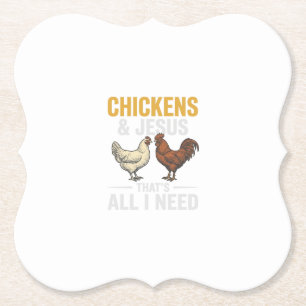 Kippen En Jezus Vintage Farm Geloof T-shirt_1 Kartonnen Onderzetters