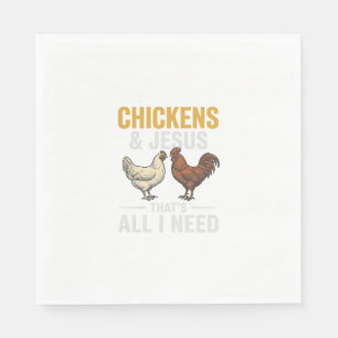 Kippen En Jezus Vintage Farm Geloof T-shirt_1 Servet