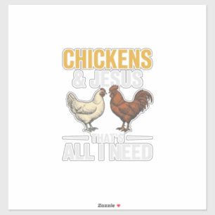 Kippen En Jezus Vintage Farm Geloof T-shirt_1 Sticker