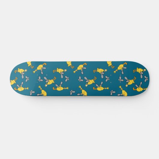Kippen en kettingzagen Blauw Skateboard (Horizontaal)