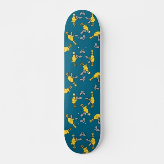 Kippen en kettingzagen Blauw Skateboard (Voorkant)