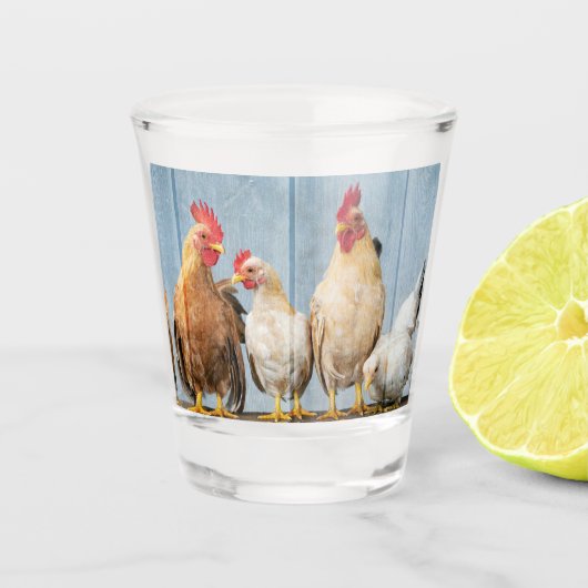 kippen en kippen shot glas (Voorkant)