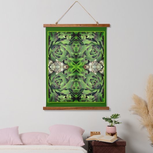 Kippen en kuikens tuin succulent close up Abstract Hangend Wandkleed (Slaapkamer)