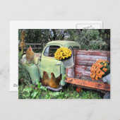 Kippen en oude ophaalwagen briefkaart (Voorkant / Achterkant)