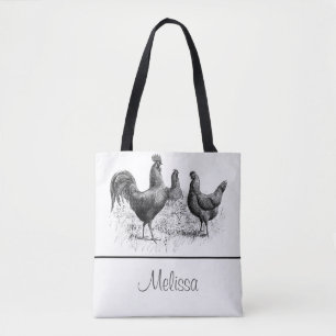  kippen en rooster   Gepersonaliseerd Tote Bag