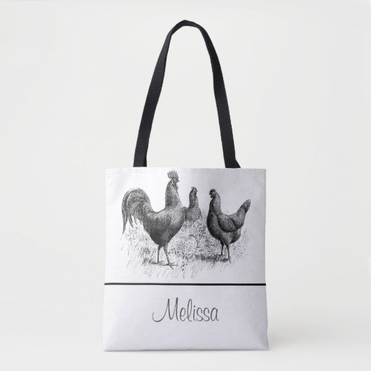  kippen en rooster | Gepersonaliseerd Tote Bag (Voorkant)