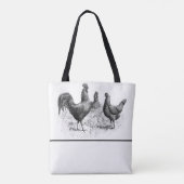  kippen en rooster | Gepersonaliseerd Tote Bag (Achterkant)