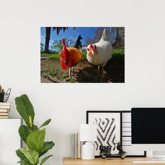 kippen en rooster poster (Thuiskantoor)