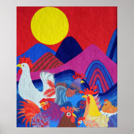 Kippen en roosters poster