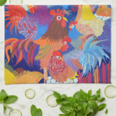 Kippen en roosters theedoek (Gevouwen)