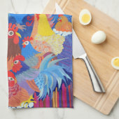 Kippen en roosters theedoek (Quarter Fold)