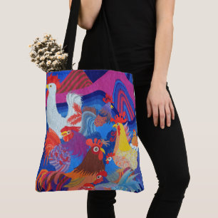 Kippen en roosters tote bag
