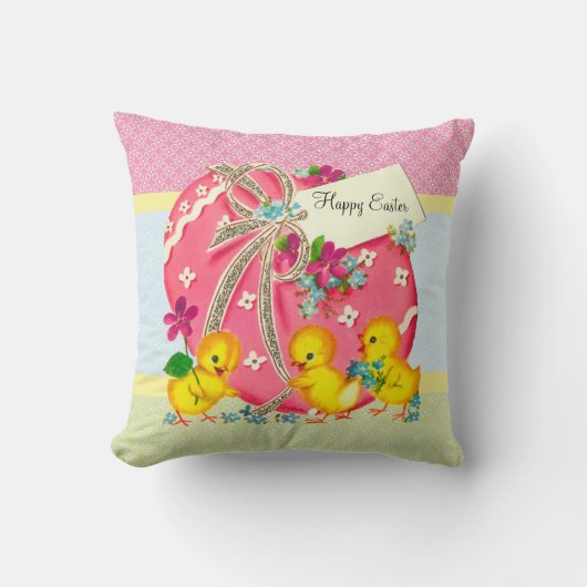  kippen en roze paaseieren - Aangepast bericht Kussen (Voorkant)