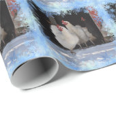 Kippen en sneeuwvlokken cadeaupapier (Rol Hoek)